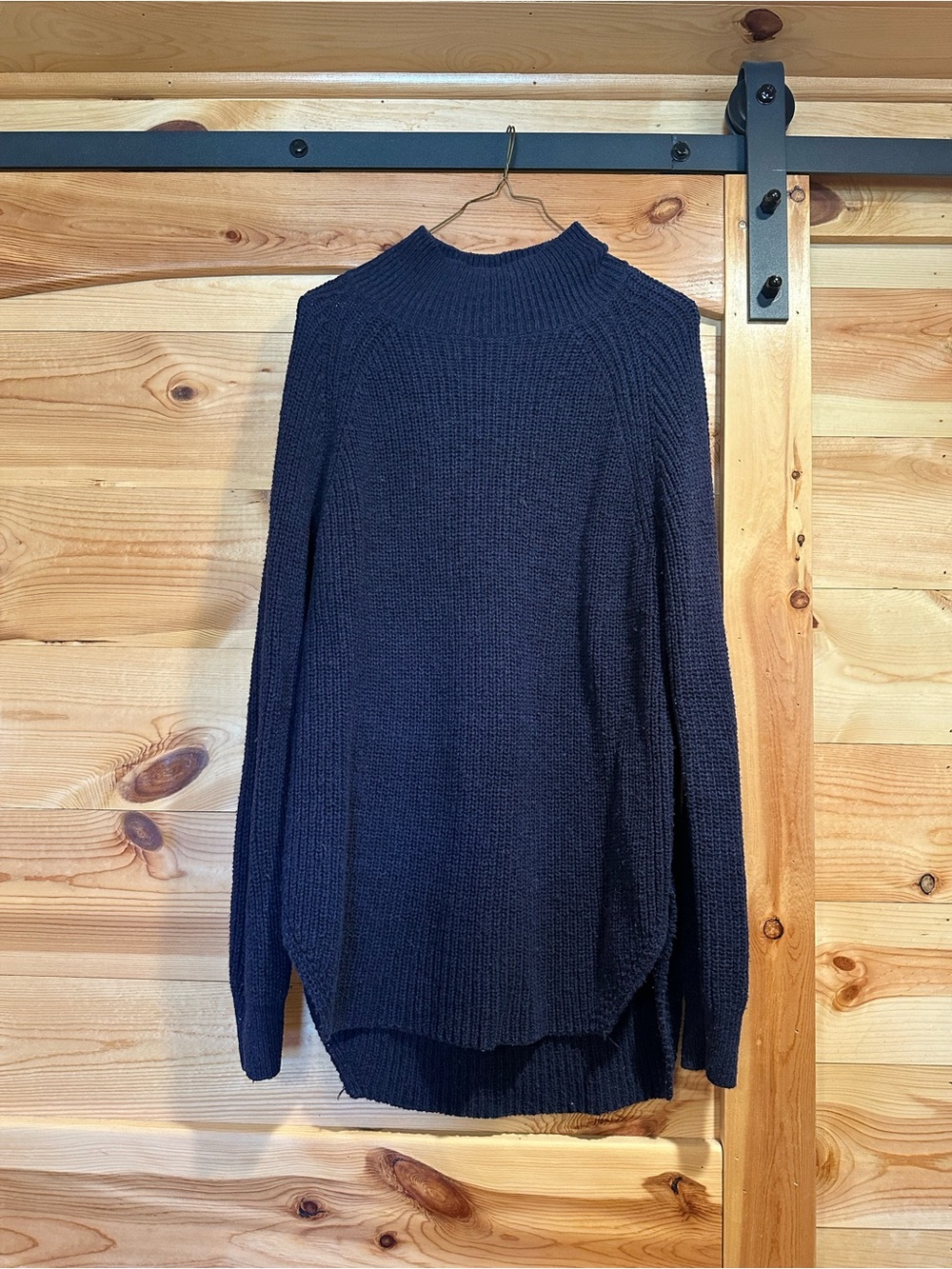 Anthropologie MAEVE Navy Ribbed Mock Neck Sweater